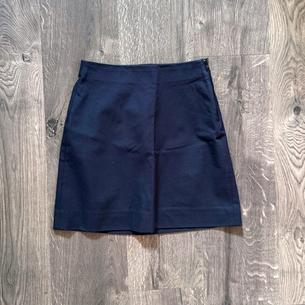 Everlane Almost-Mini A-Line Skirt Size 00 Navy Blue Cotton Blend NWOT